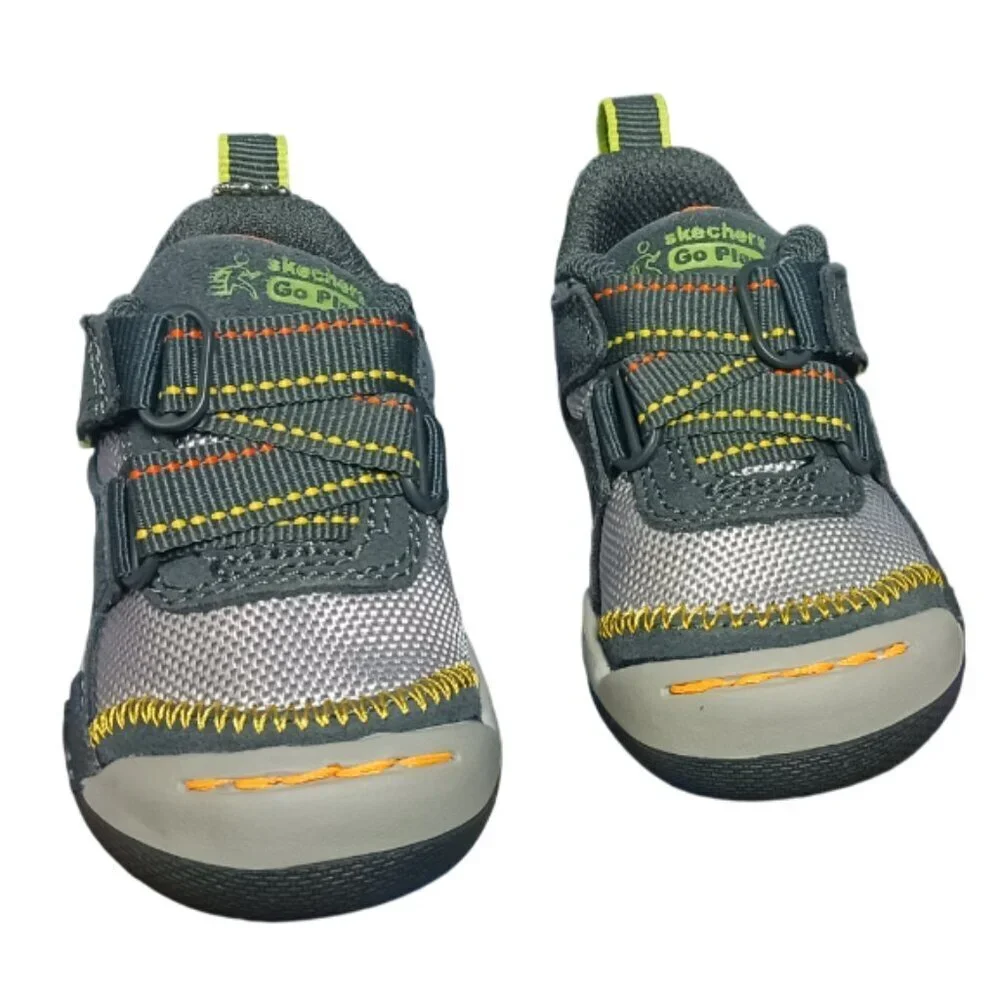 Skechers Baby Boys' Flex Play-Easy Pick Sneaker Charcoal/Grey 4 Medium Toddlers